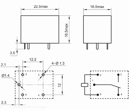 812H-1C-S Power Relay 12VDC SPDT Non Latching 7A 250VAC30VDC 5 Pin-1.webp