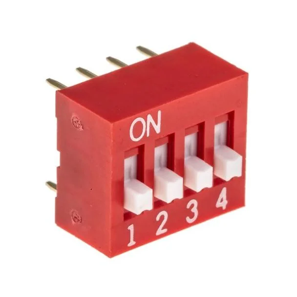 4 Way DIP Switch, SPST, 2.54mm Pitch 