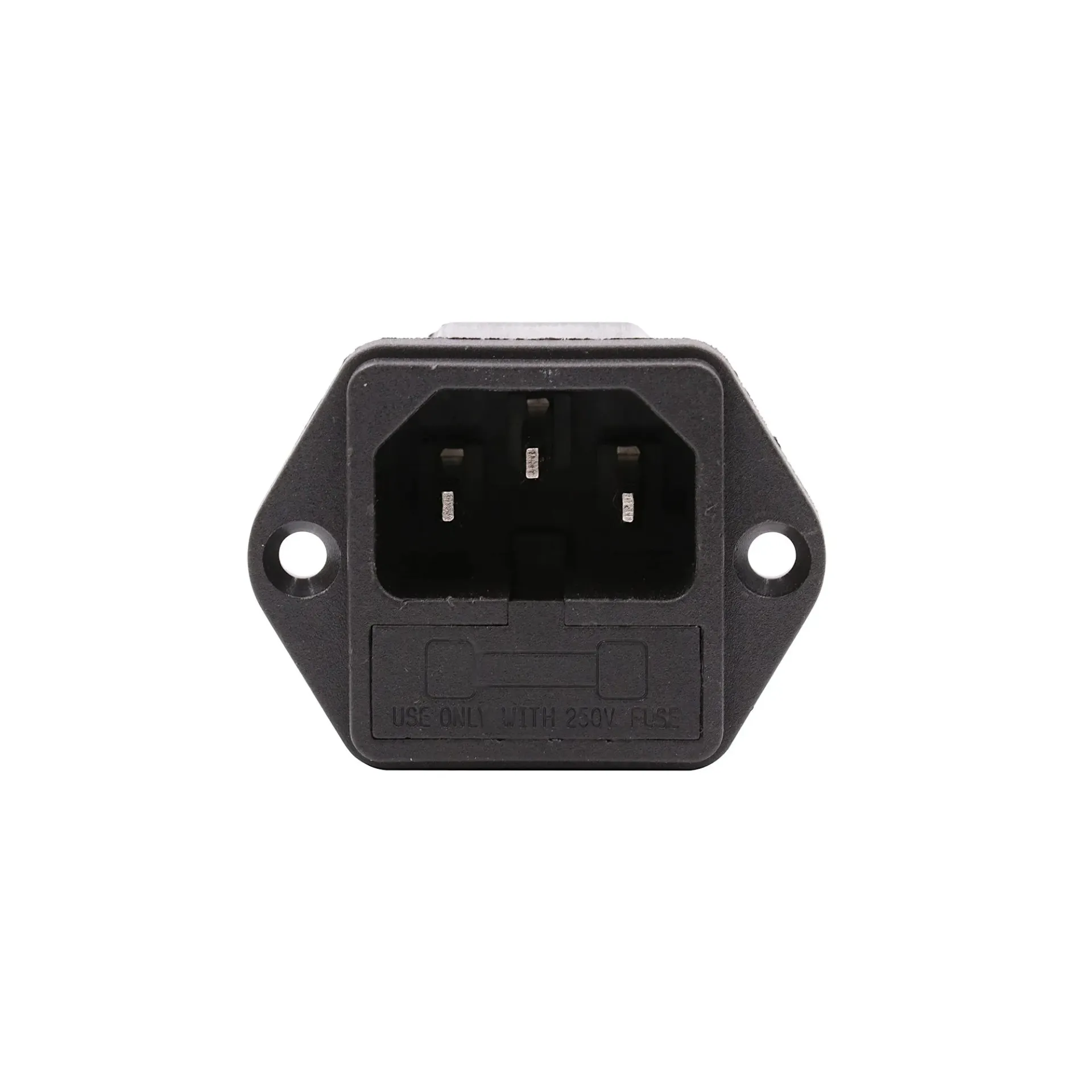 AC Power Socket 3 Pin Male Plug Connector 10A 250V With Fuse Compartment