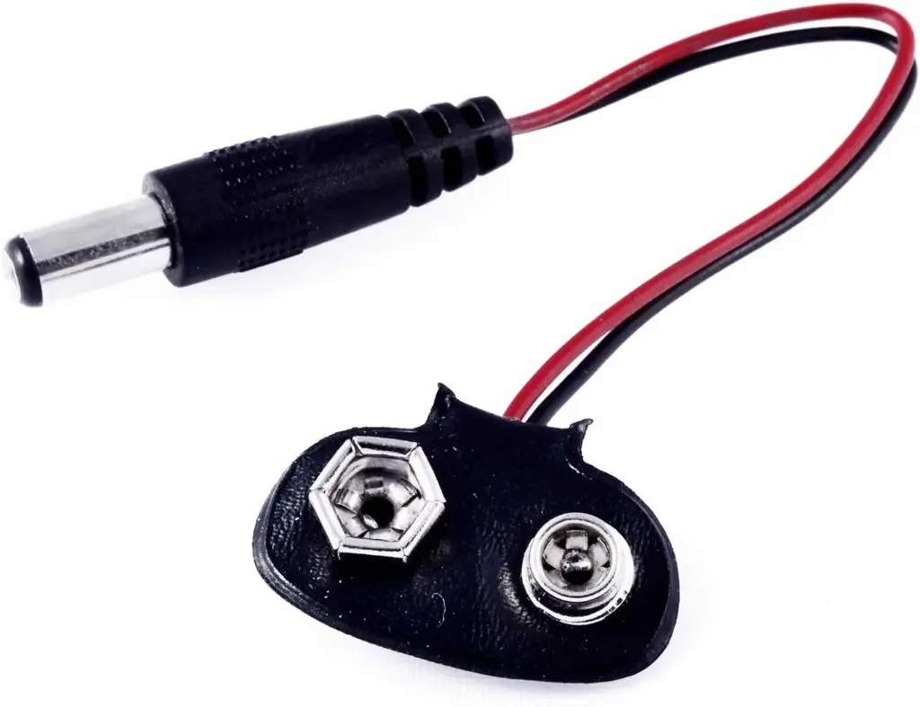 9V Battery Clip with standard DC Male Plug 