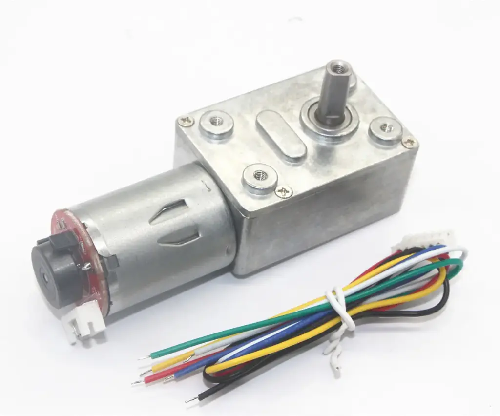 JGY-370-1285 Miniature Worm Gear Motor 12V 210RPM 6.4Kg.cm with Encoder + Motor Bracket
