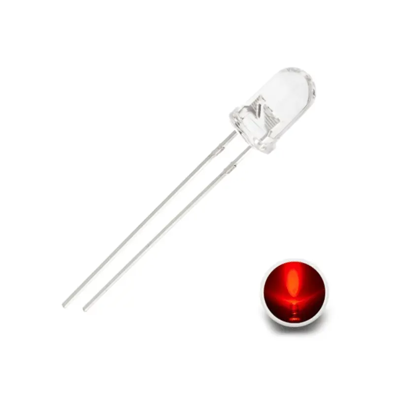 Round Transparent LED 3mm 2Pin - Red