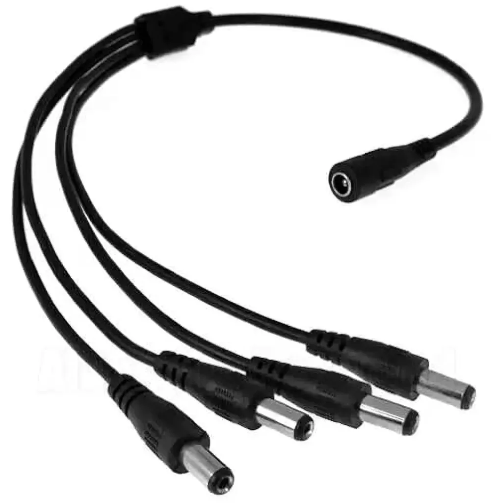 Female Jack to 4 Male Plug Connector Cable 5.5*2.1mm for CCTV Camera