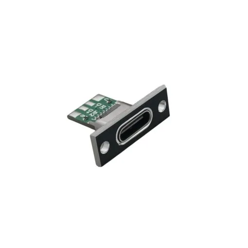 USB Type-C Female Panel Mount Socket 6 Pin with Screw Hole (Black Board