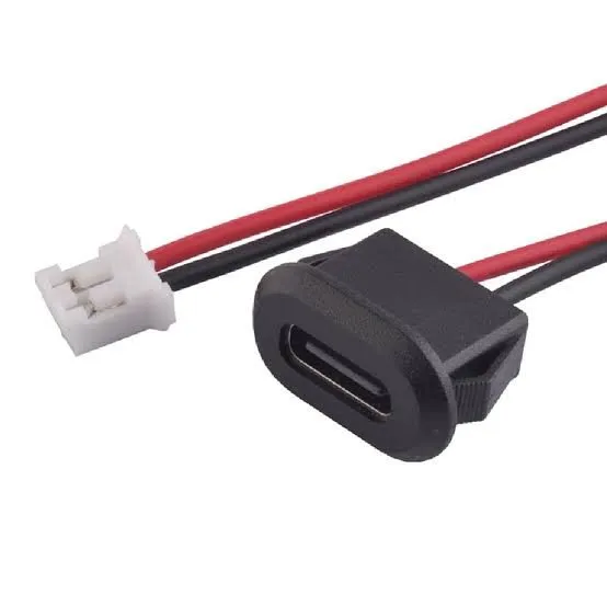 [c25.2] USB Type-C Female Panel Mount Socket Waterproof with JST XH2.54 Connector (Black)