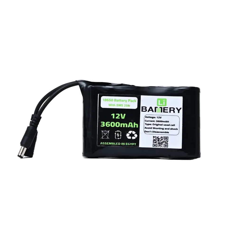 Rechargeable 12V Li-ion Battery Pack with BMS – 18650 3S-2P 3000mAh (New Cells)
