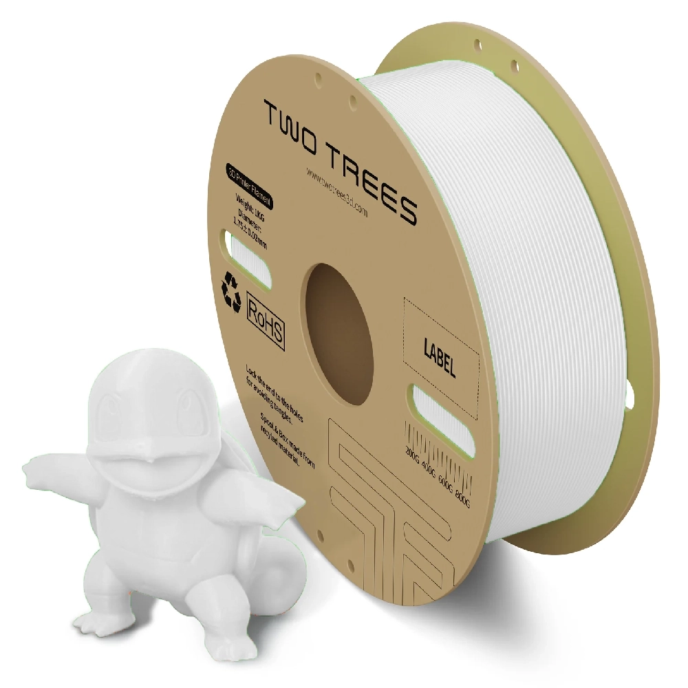 TWOTREES WHITE PLA 3D Filament, 1.75mm, 1kg/Roll 