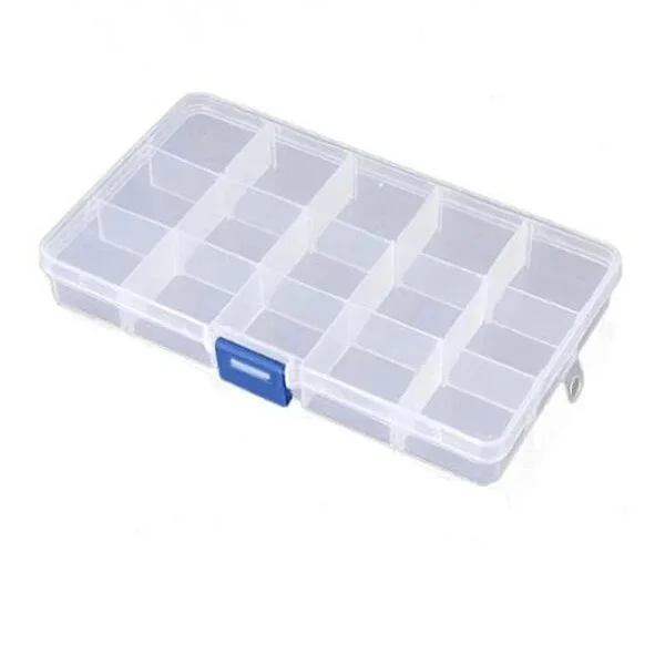 Plastic Storage Box, 15 Compartments, 176x102x22mm   (HQ)