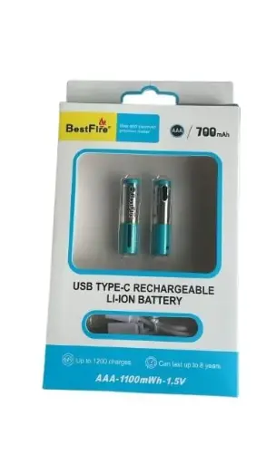 BESTFIRE Rechargeable Battery AAA Type-C 700mAh 2/PACK 
