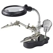 Metal Soldering Iron Stand With Magnifying Glass  