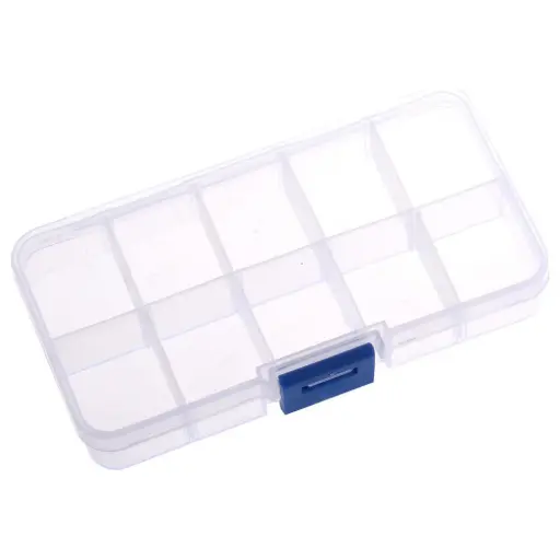 Plastic storage Box, 10 Compartments, 125x65x22mm HQ 